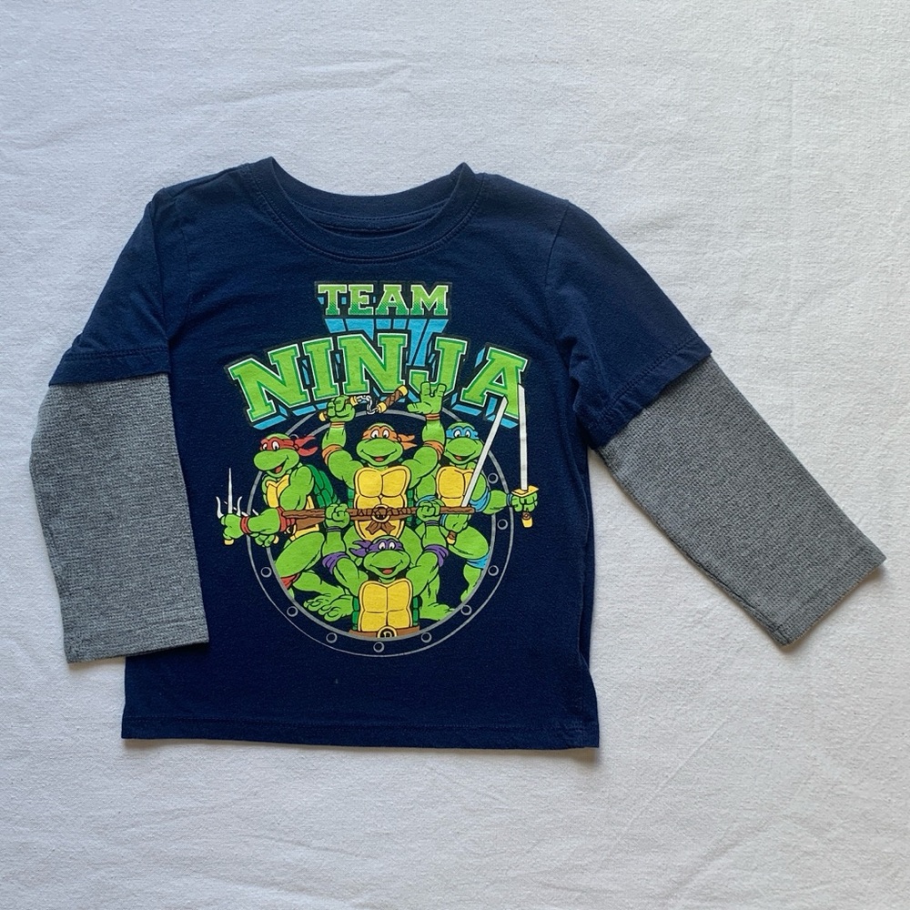 2015 Nickelodeon Teenage Mutant Ninja Turtles Long Sleeve Navy & Gray T-Shirt 5T